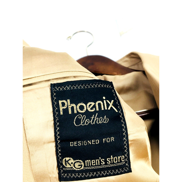 42L Phoenix Clothes USA Mens 1970s Vintage 3 Piece Suit Sand Pants 38 - Picture 11 of 12